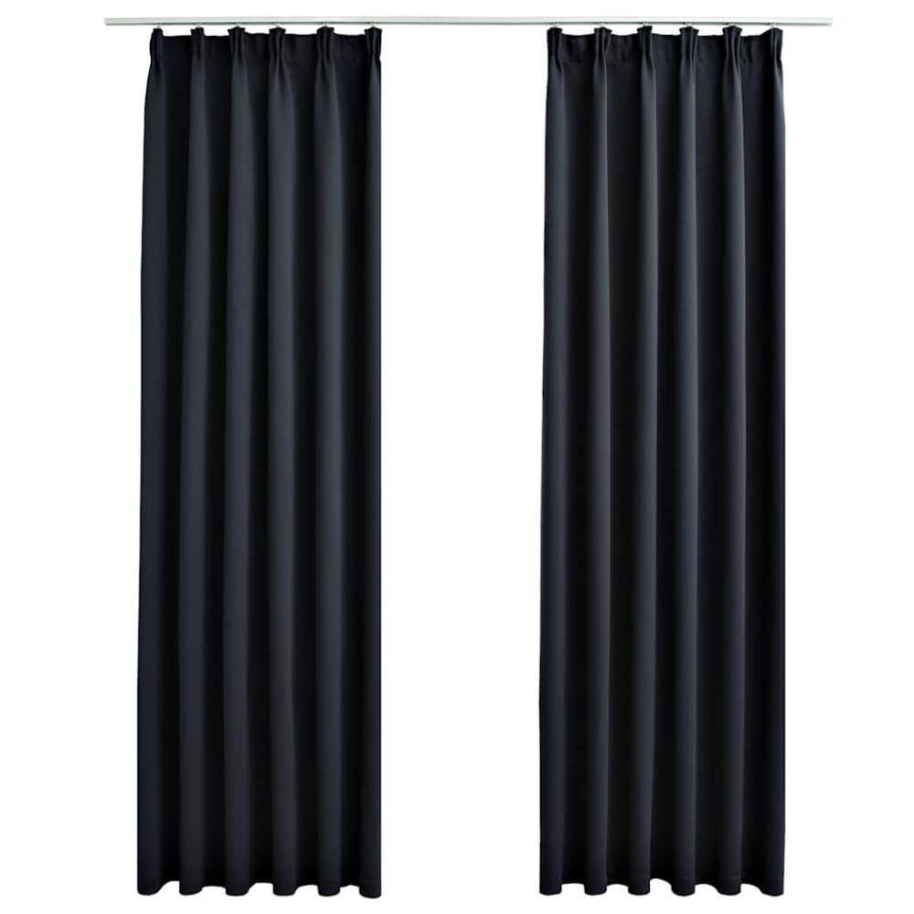 vidaXL Draperii opace cu cârlige, 2 buc., antracit, 140 x 175 cm