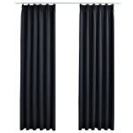 vidaXL Draperii opace cu cârlige, 2 buc., antracit, 140 x 175 cm vidaXL Draperii opace cu cârlige, 2 buc., antracit, 140 x 175 cm