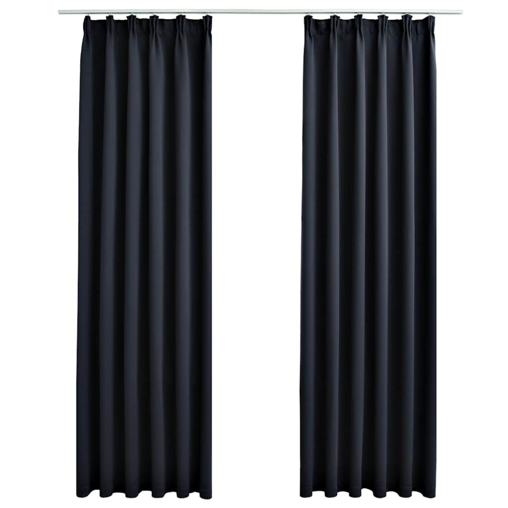 vidaXL Draperii opace cu cârlige, 2 buc., antracit, 140 x 245 cm