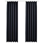 vidaXL Draperii opace cu cârlige, 2 buc., antracit, 140 x 245 cm vidaXL Draperii opace cu cârlige, 2 buc., antracit, 140 x 245 cm