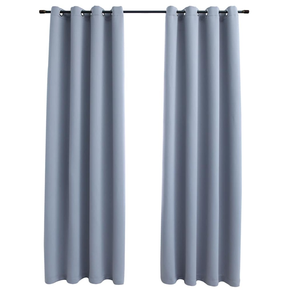 vidaXL Draperii opace cu inele metalice, 2 buc., gri, 140 x 175 cm