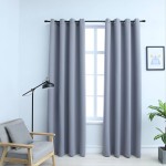 vidaXL Draperii opace cu inele metalice, 2 buc., gri, 140 x 175 cm vidaXL Draperii opace cu inele metalice, 2 buc., gri, 140 x 175 cm