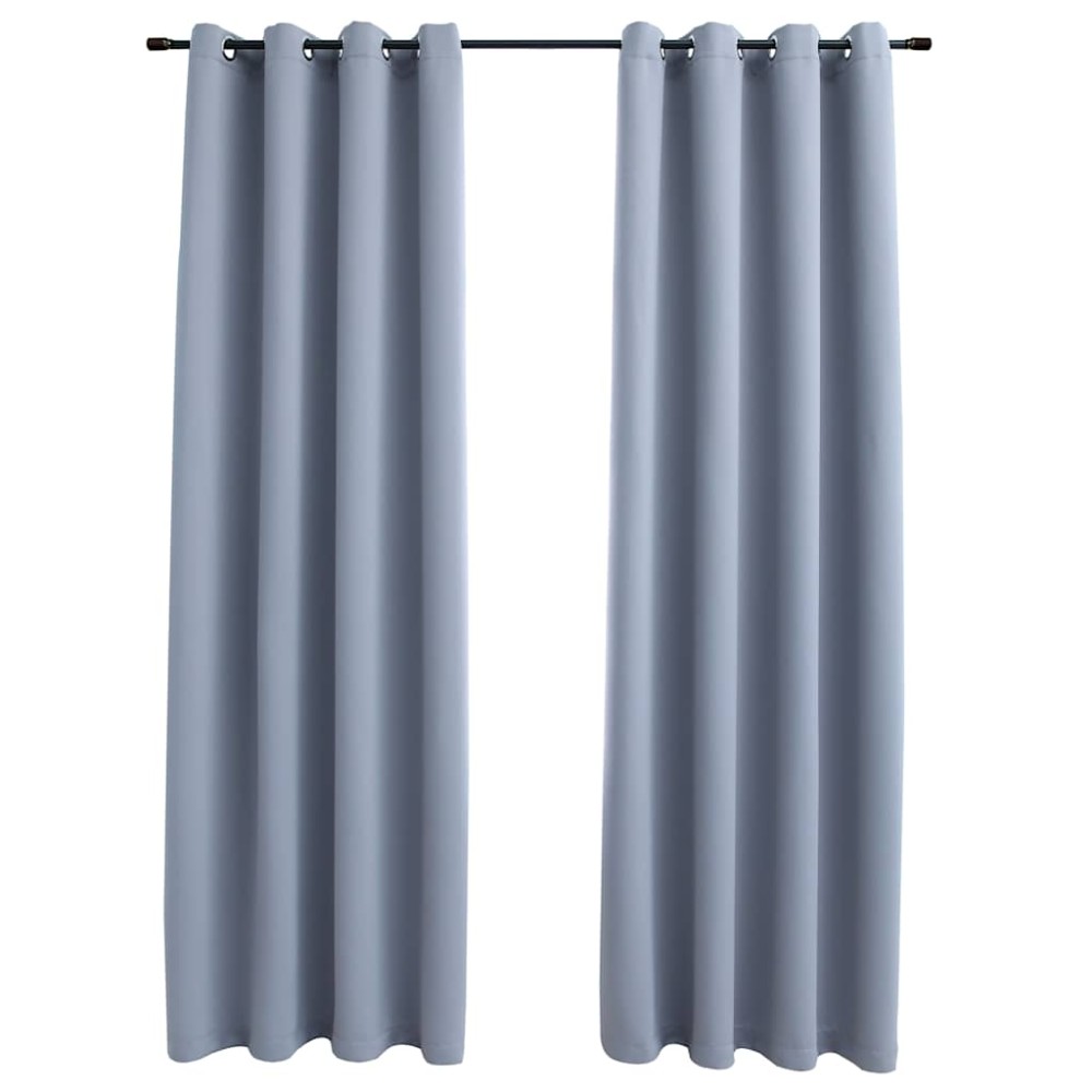 vidaXL Draperii opace cu inele metalice, 2 buc., gri, 140 x 245 cm