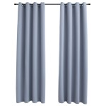 vidaXL Draperii opace cu inele metalice, 2 buc., gri, 140 x 245 cm vidaXL Draperii opace cu inele metalice, 2 buc., gri, 140 x 245 cm