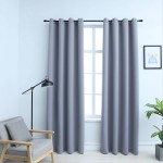 vidaXL Draperii opace cu inele metalice, 2 buc., gri, 140 x 245 cm vidaXL Draperii opace cu inele metalice, 2 buc., gri, 140 x 245 cm