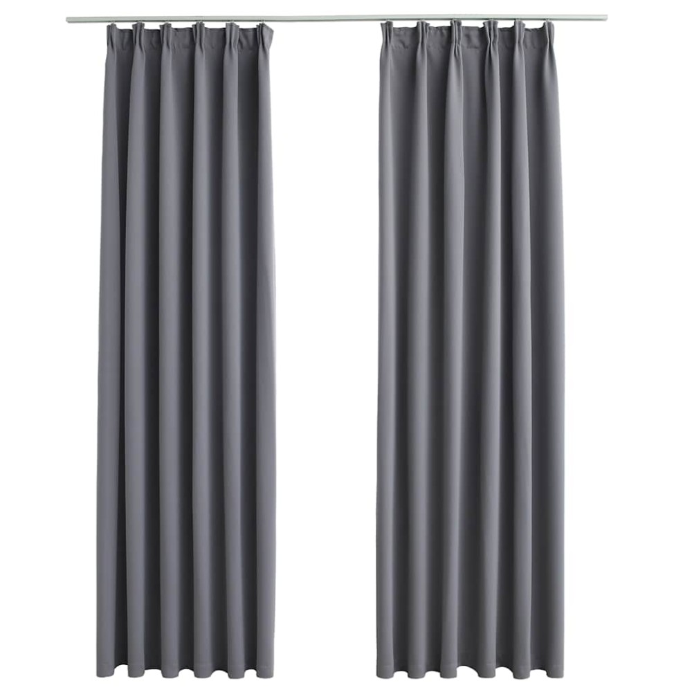 vidaXL Draperii opace cu cârlige, 2 buc., gri, 140 x 245 cm