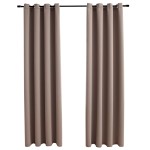 vidaXL Draperii opace cu inele metalice, 2 buc, gri taupe, 140x175 cm vidaXL Draperii opace cu inele metalice, 2 buc, gri taupe, 140x175 cm