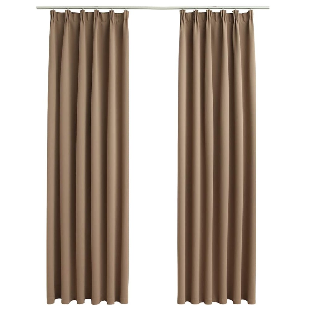 vidaXL Draperii opace cu cârlige, 2 buc., gri taupe, 140 x 225 cm