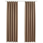 vidaXL Draperii opace, 2 buc., gri taupe, 140 x 245 cm, cu cârlige vidaXL Draperii opace, 2 buc., gri taupe, 140 x 245 cm, cu cârlige