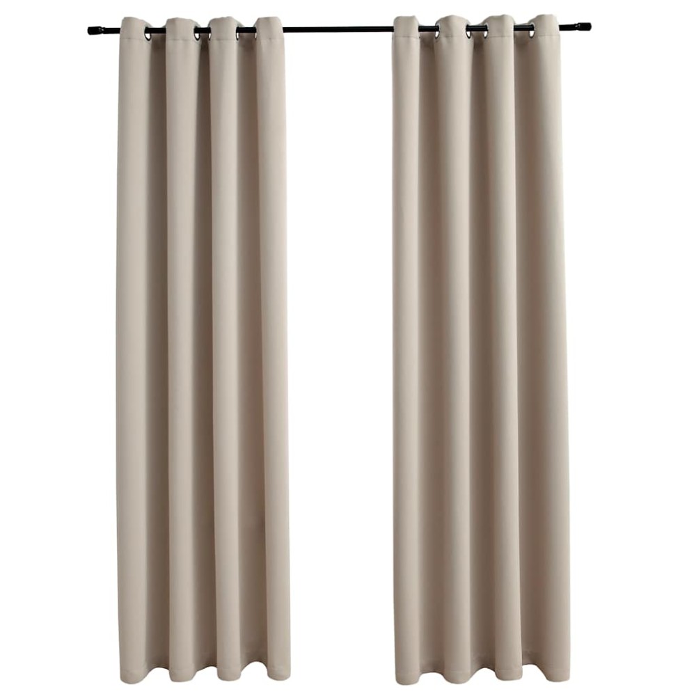 vidaXL Draperii opace cu inele metalice, 2 buc., bej, 140 x 175 cm