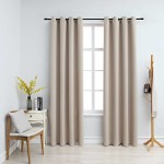 vidaXL Draperii opace cu inele metalice, 2 buc., bej, 140 x 225 cm vidaXL Draperii opace cu inele metalice, 2 buc., bej, 140 x 225 cm