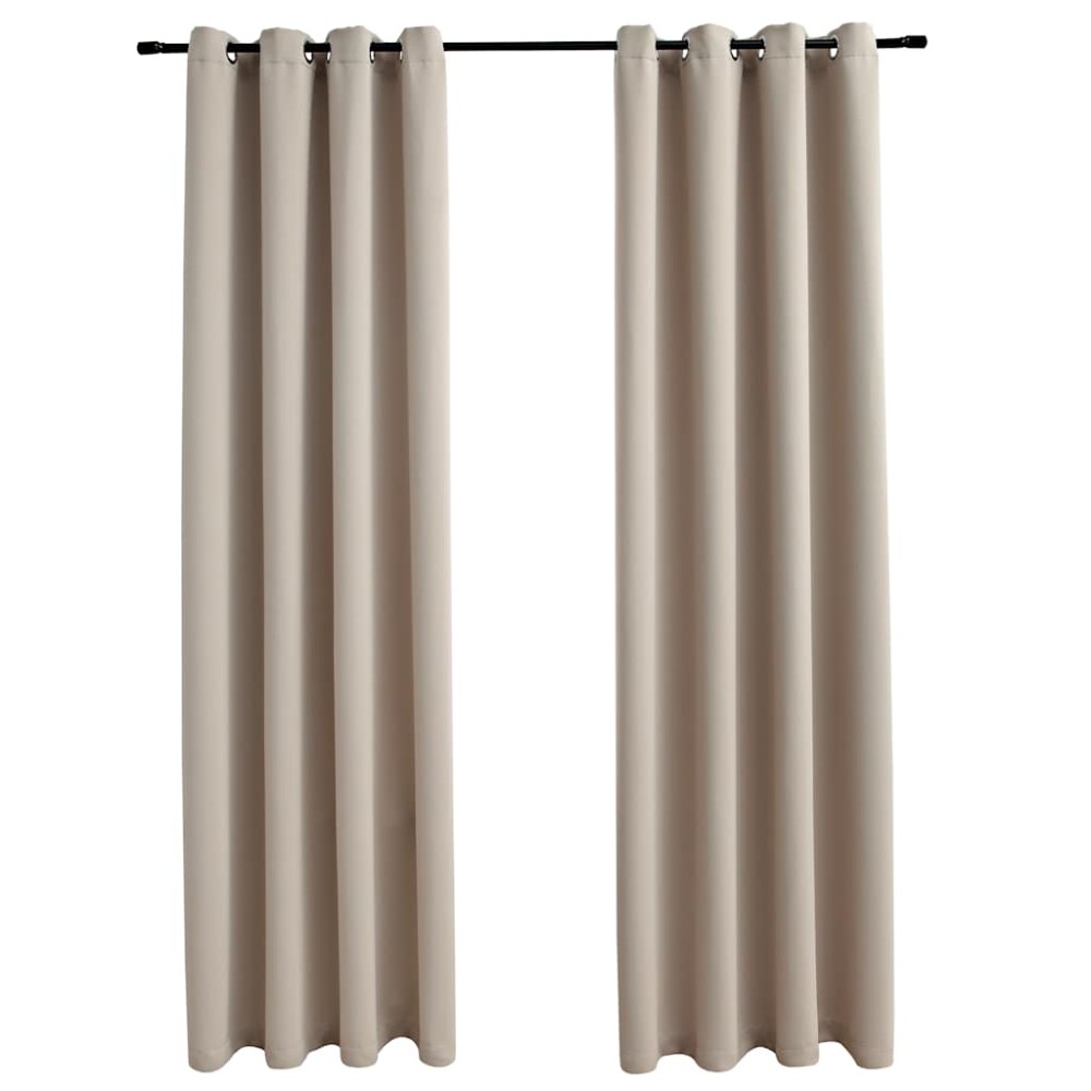 vidaXL Draperii opace cu inele metalice, 2 buc., bej, 140 x 245 cm