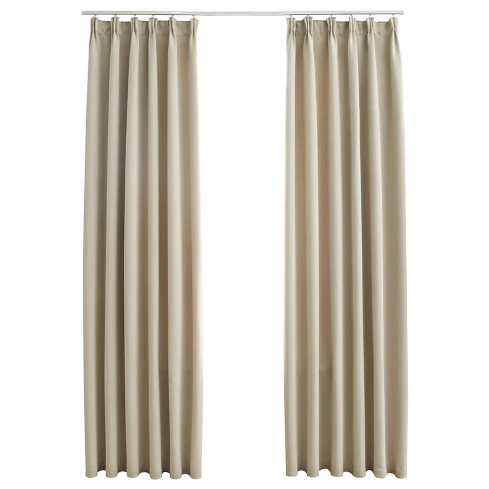 vidaXL Draperii opace cu cârlige, 2 buc., bej, 140 x 175 cm