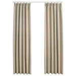 vidaXL Draperii opace cu cârlige, 2 buc., bej, 140 x 175 cm vidaXL Draperii opace cu cârlige, 2 buc., bej, 140 x 175 cm