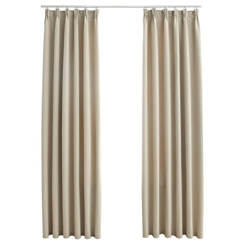 vidaXL Draperii opace cu cârlige, 2 buc., bej, 140 x 225 cm