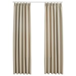 vidaXL Draperii opace cu cârlige, 2 buc., bej, 140 x 225 cm vidaXL Draperii opace cu cârlige, 2 buc., bej, 140 x 225 cm