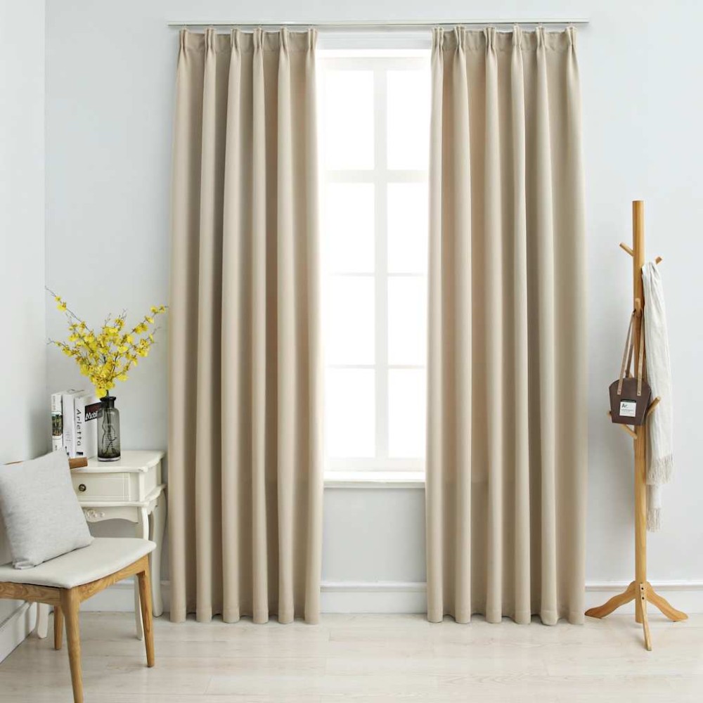vidaXL Draperii opace cu cârlige, 2 buc., bej, 140 x 245 cm
