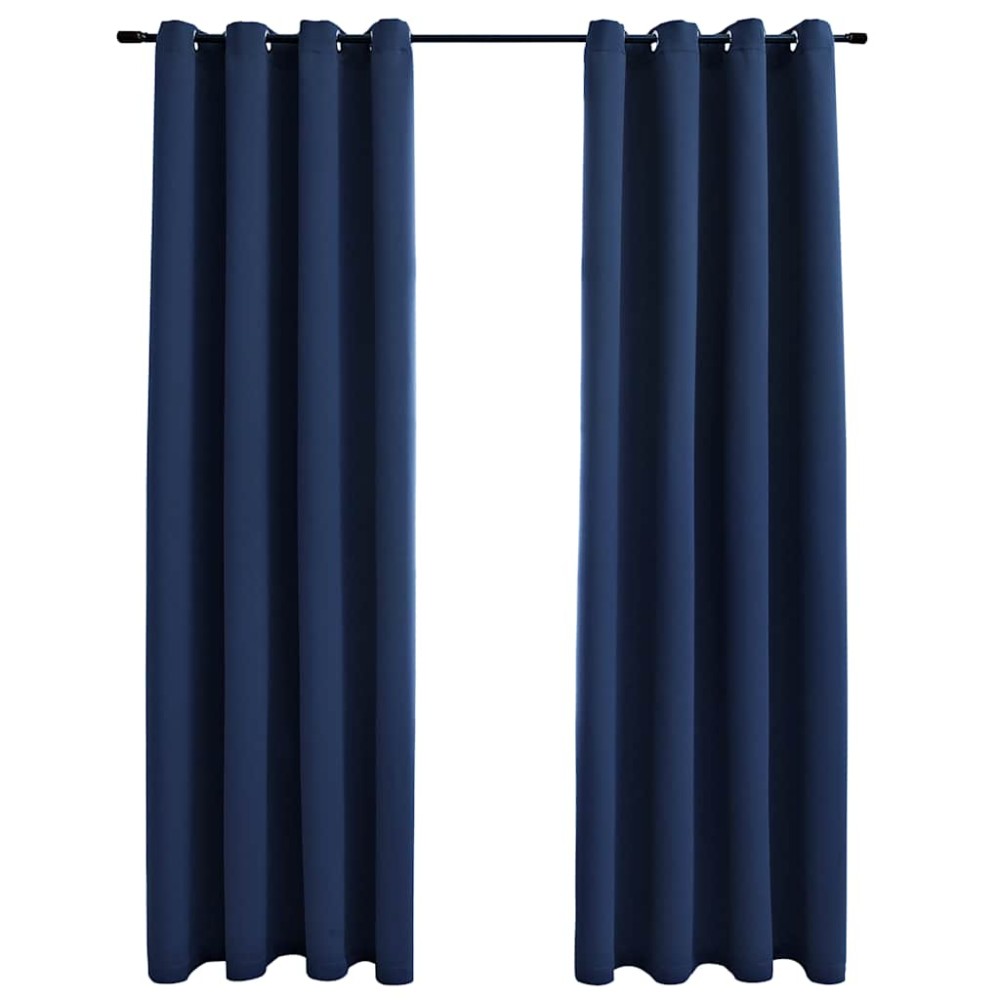 vidaXL Draperii opace cu inele metalice, 2 buc, albastru, 140 x 225 cm