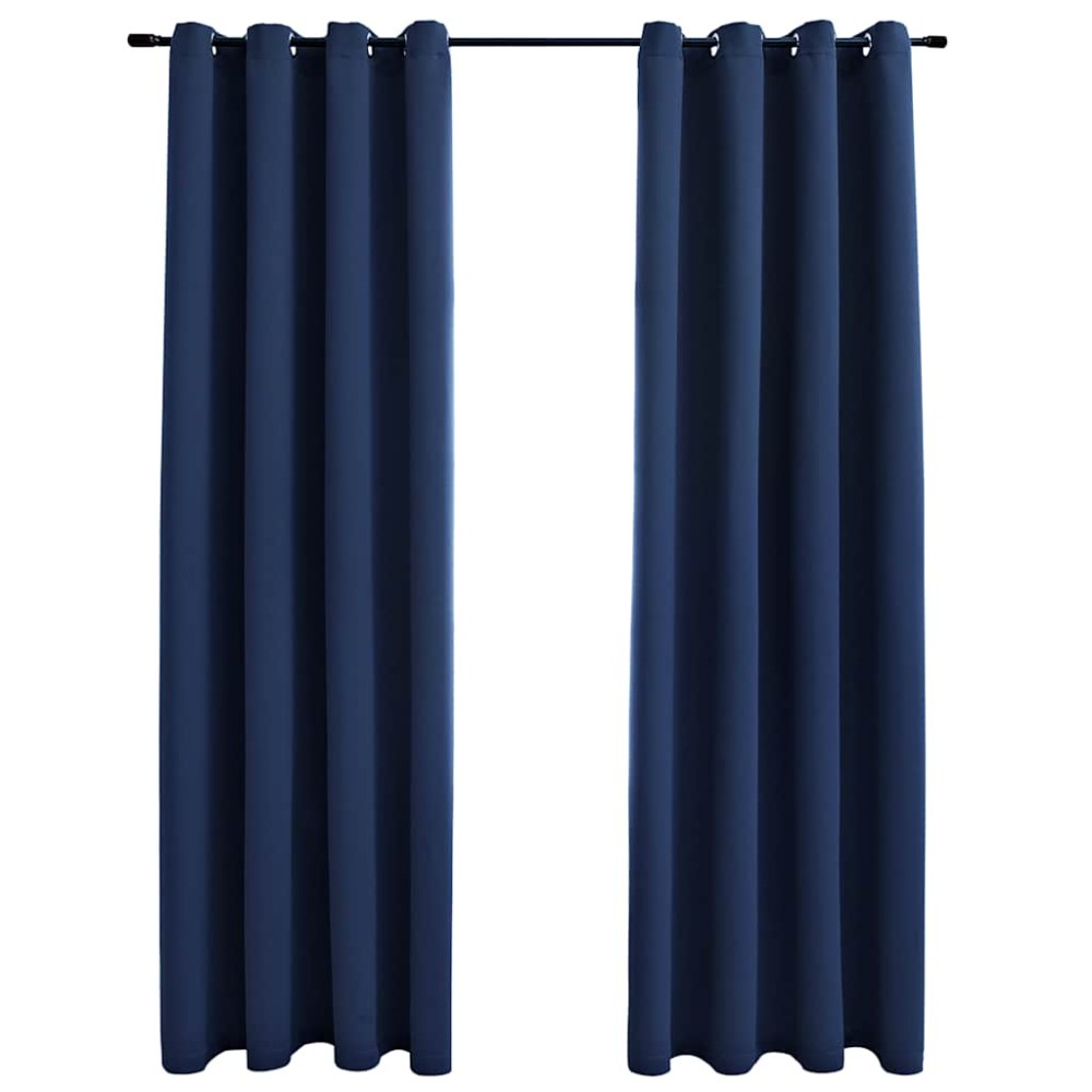 vidaXL Draperii opace cu inele metalice, 2 buc, albastru, 140 x 245 cm