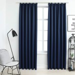 vidaXL Draperii opace cu cârlige, 2 buc., albastru, 140 x 175 cm vidaXL Draperii opace cu cârlige, 2 buc., albastru, 140 x 175 cm