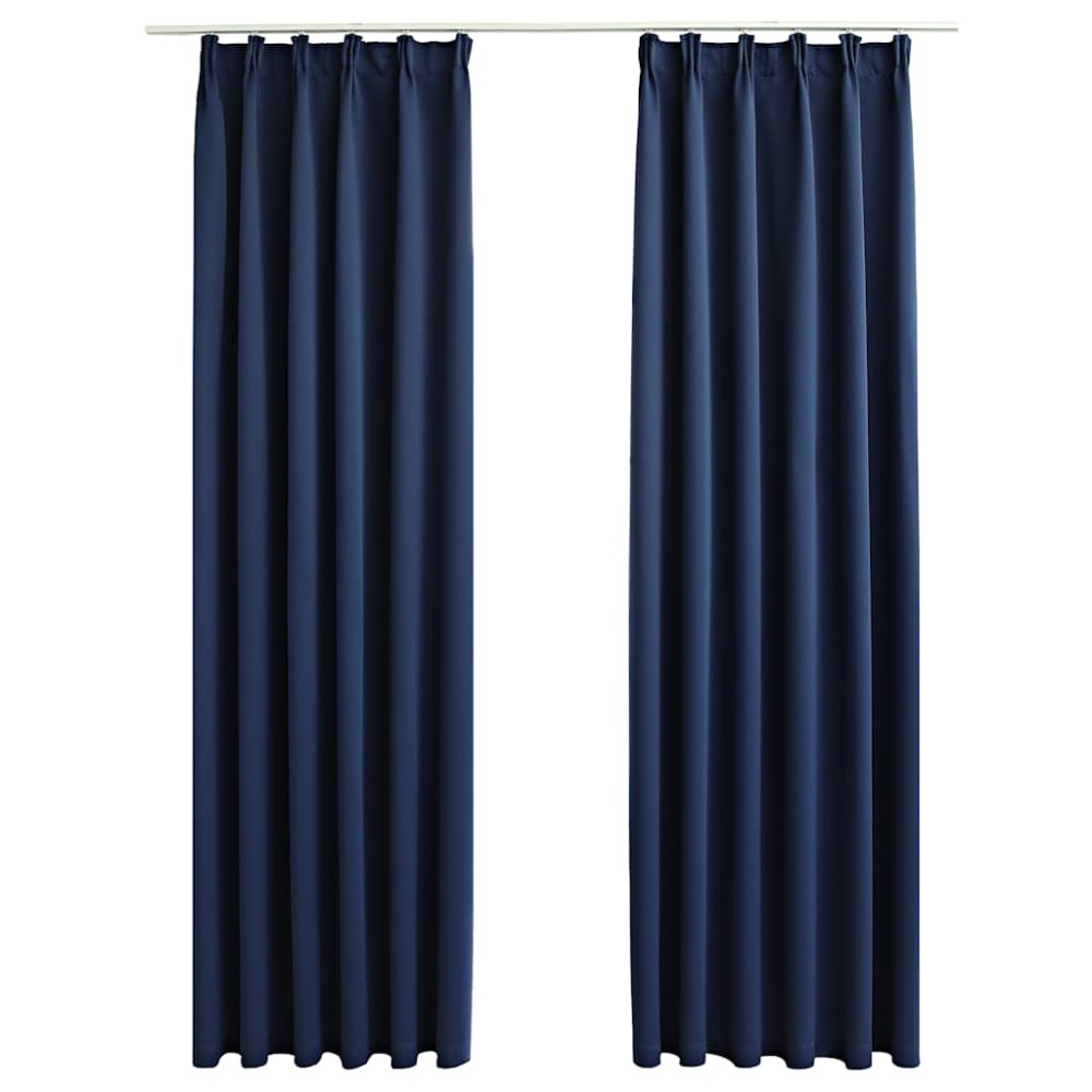 vidaXL Draperii opace cu cârlige, 2 buc., albastru, 140 x 225 cm