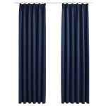 vidaXL Draperii opace cu cârlige, 2 buc., albastru, 140 x 225 cm