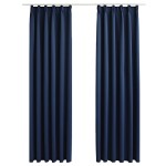 vidaXL Draperii opace cu cârlige, 2 buc., albastru, 140 x 245 cm vidaXL Draperii opace cu cârlige, 2 buc., albastru, 140 x 245 cm