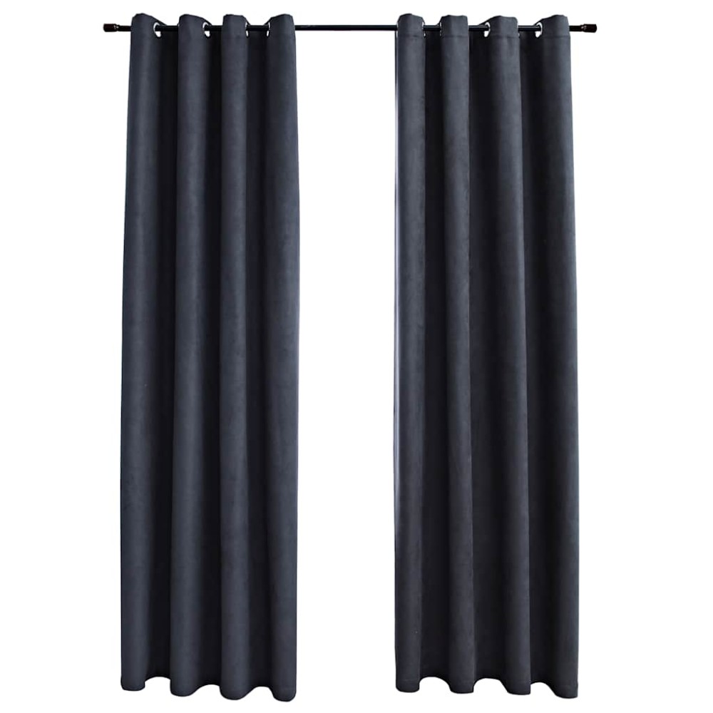 vidaXL Draperii opace cu inele metalice, 2 buc., antracit, 140x175 cm