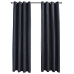 vidaXL Draperii opace cu inele metalice, 2 buc., antracit, 140x175 cm vidaXL Draperii opace cu inele metalice, 2 buc., antracit, 140x175 cm