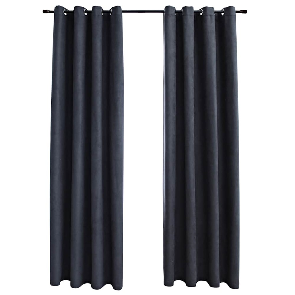 vidaXL Draperii opace cu inele metalice, 2 buc, antracit, 140 x 225 cm