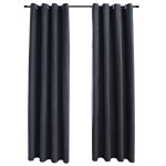 vidaXL Draperii opace cu inele metalice, 2 buc, antracit, 140 x 225 cm vidaXL Draperii opace cu inele metalice, 2 buc, antracit, 140 x 225 cm