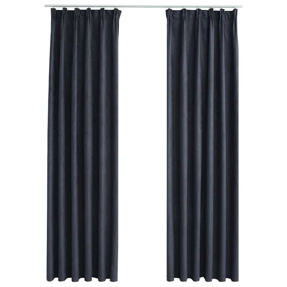 vidaXL Draperii opace cu cârlige, 2 buc., antracit, 140 x 175 cm