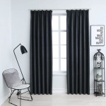 vidaXL Draperii opace cu cârlige, 2 buc., antracit, 140 x 175 cm vidaXL Draperii opace cu cârlige, 2 buc., antracit, 140 x 175 cm