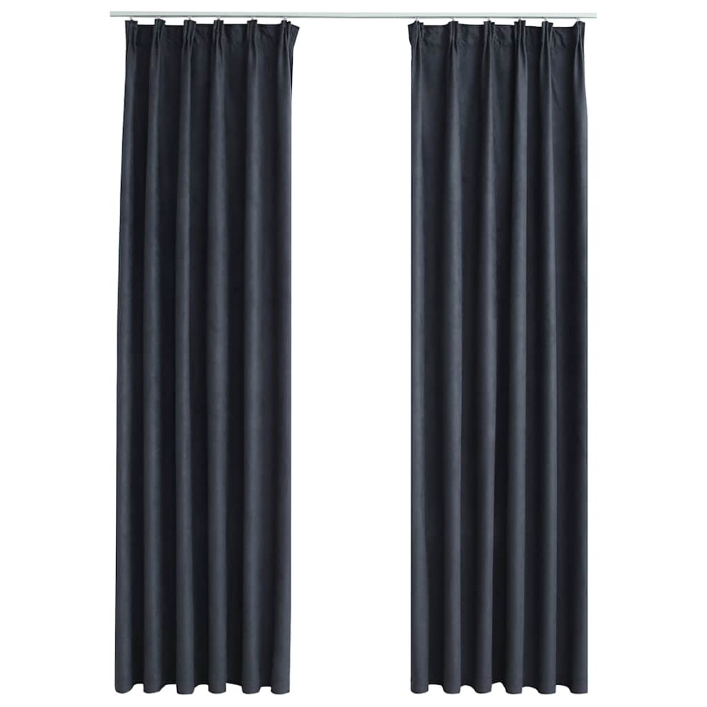 vidaXL Draperii opace cu cârlige, 2 buc., antracit, 140 x 225 cm