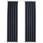 vidaXL Draperii opace cu cârlige, 2 buc., antracit, 140 x 225 cm vidaXL Draperii opace cu cârlige, 2 buc., antracit, 140 x 225 cm
