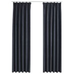 vidaXL Draperii opace cu cârlige, 2 buc., antracit, 140 x 245 cm vidaXL Draperii opace cu cârlige, 2 buc., antracit, 140 x 245 cm