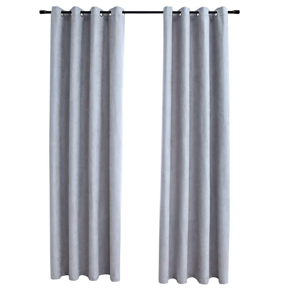 vidaXL Draperii opace cu inele metalice, 2 buc., gri, 140 x 225 cm