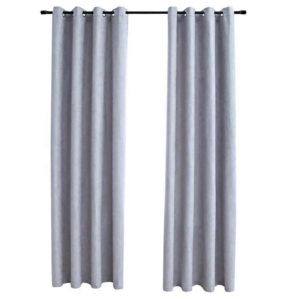 vidaXL Draperii opace cu inele metalice, 2 buc., gri, 140 x 245 cm