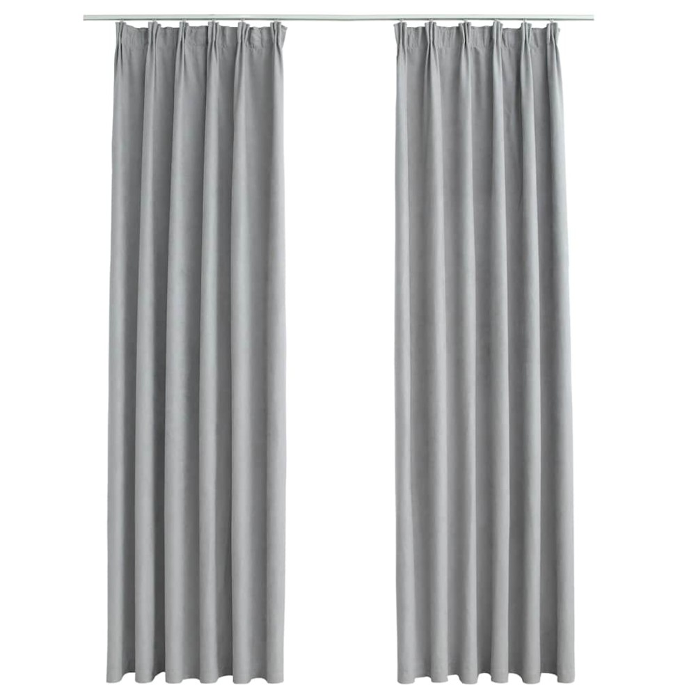vidaXL Draperii opace cu cârlige, 2 buc., gri, 140 x 225 cm