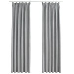 vidaXL Draperii opace cu cârlige, 2 buc., gri, 140 x 225 cm vidaXL Draperii opace cu cârlige, 2 buc., gri, 140 x 225 cm