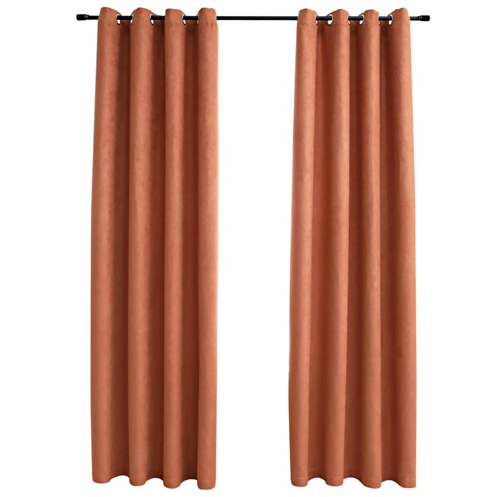 vidaXL Draperii opace cu inele metalice, 2 buc., ruginiu, 140x175 cm