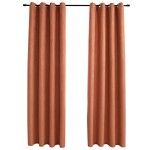 vidaXL Draperii opace cu inele metalice, 2 buc., ruginiu, 140x175 cm vidaXL Draperii opace cu inele metalice, 2 buc., ruginiu, 140x175 cm