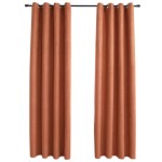 vidaXL Draperii opace cu inele metalice, 2 buc., ruginiu, 140x225 cm vidaXL Draperii opace cu inele metalice, 2 buc., ruginiu, 140x225 cm