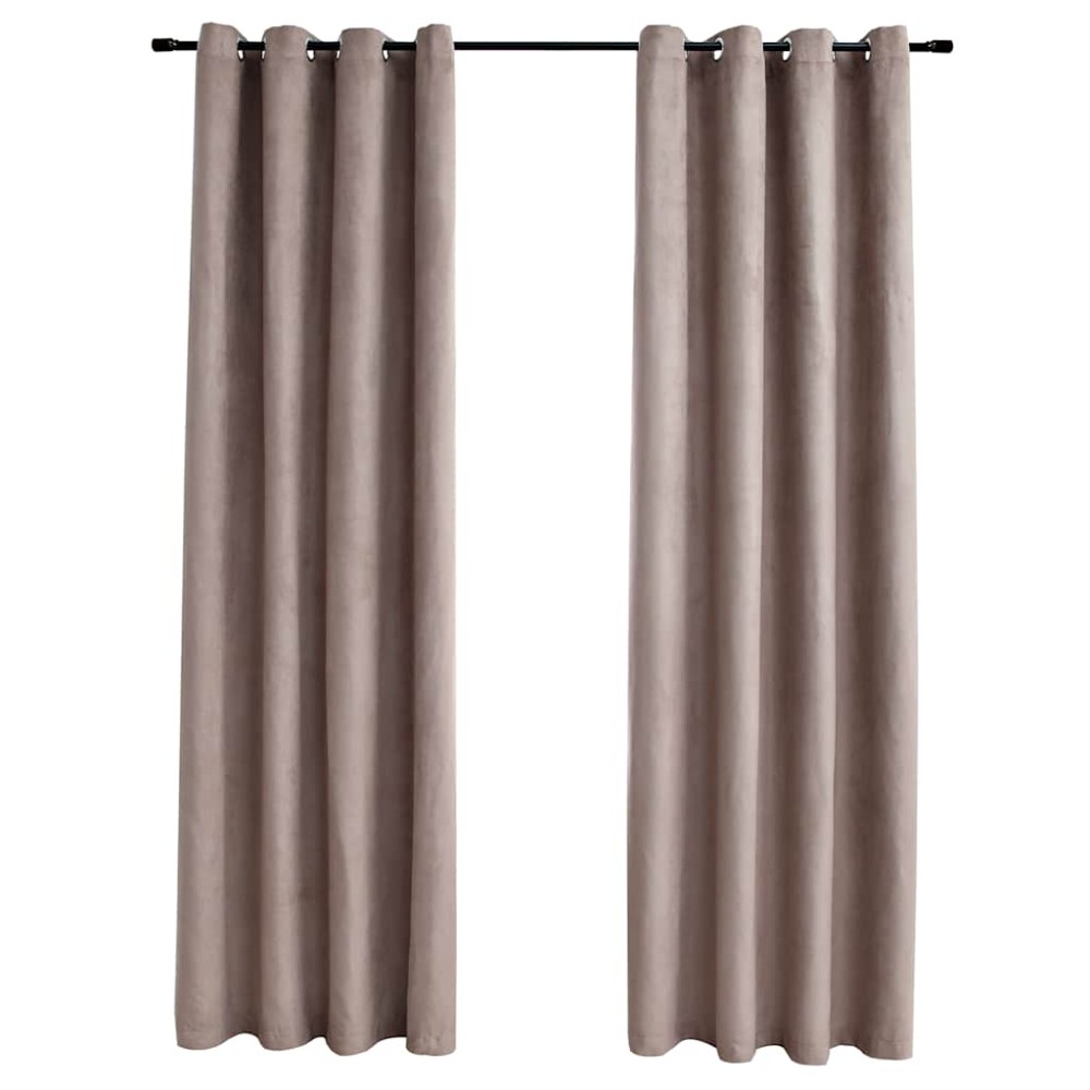 vidaXL Draperii opace cu inele metalice, 2 buc., gri taupe, 140x225 cm