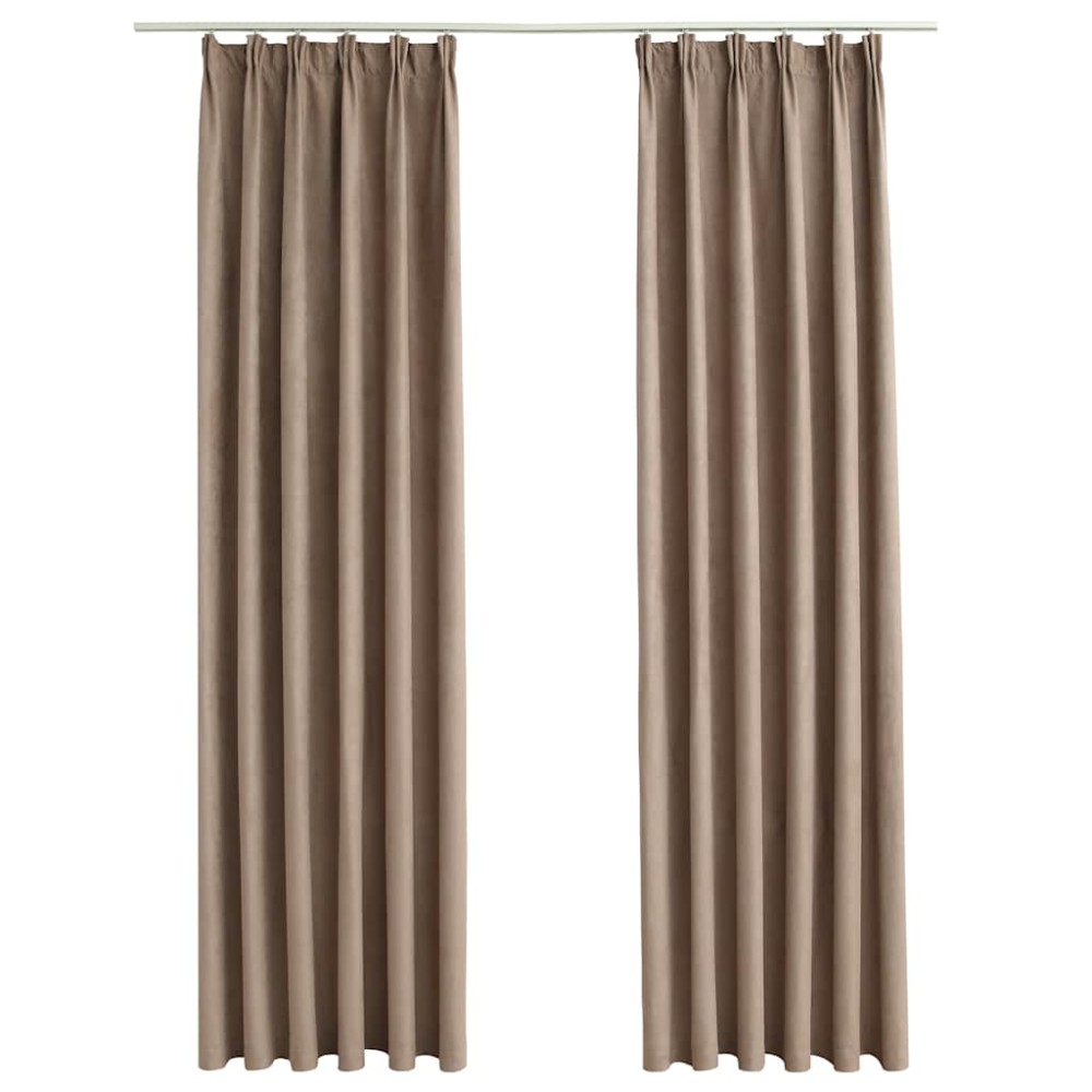 vidaXL Draperii opace cu cârlige, 2 buc., gri taupe, 140 x 175 cm