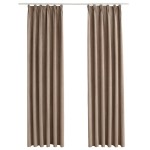 vidaXL Draperii opace cu cârlige, 2 buc., gri taupe, 140 x 225 cm vidaXL Draperii opace cu cârlige, 2 buc., gri taupe, 140 x 225 cm