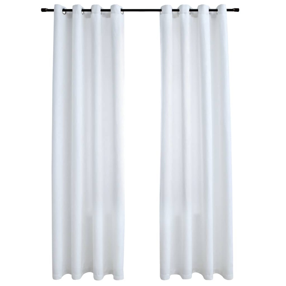 vidaXL Draperii opace cu inele metalice 2 buc. alb-ivoriu 140x225 cm