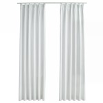 vidaXL Draperii opace cu cârlige, 2 buc., alb ivoriu, 140 x 175 cm vidaXL Draperii opace cu cârlige, 2 buc., alb ivoriu, 140 x 175 cm