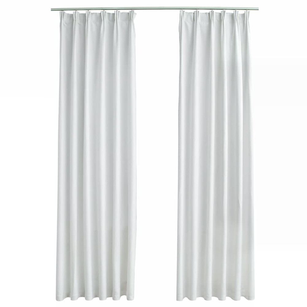 vidaXL Draperii opace cu cârlige, 2 buc., alb ivoriu, 140 x 225 cm
