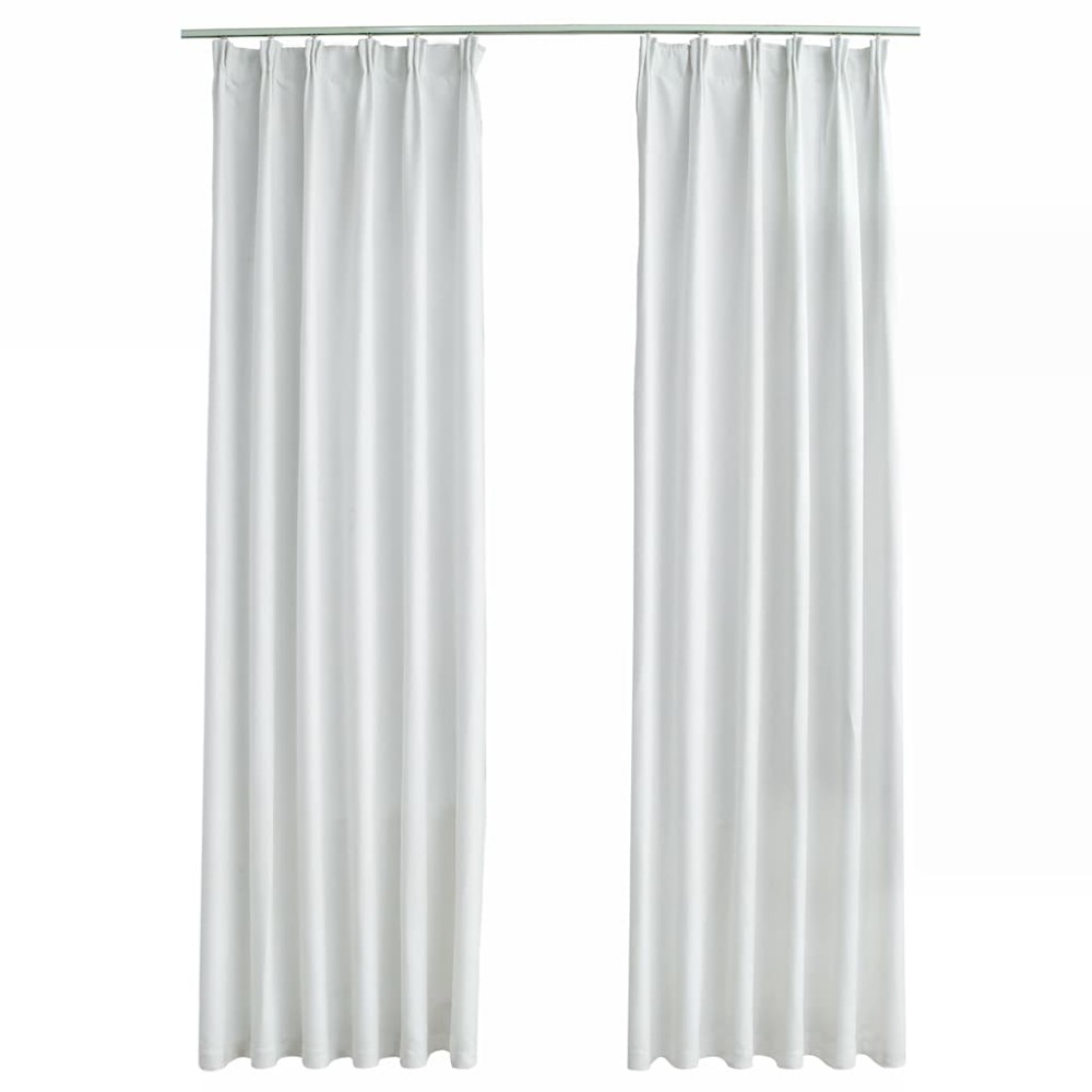 vidaXL Draperii opace cu cârlige, 2 buc., ivoriu, 140 x 245 cm